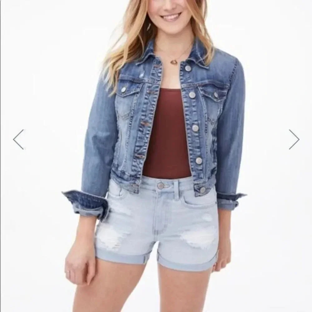 - Aeropostale Stretchy High-Rise Denim Midi Shorts